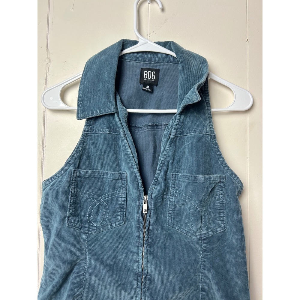BDG Urban Outfitters Manda Corduroy Mini Dress Blue M Boho Western Retro 80s Y2K - Picture 4 of 9
